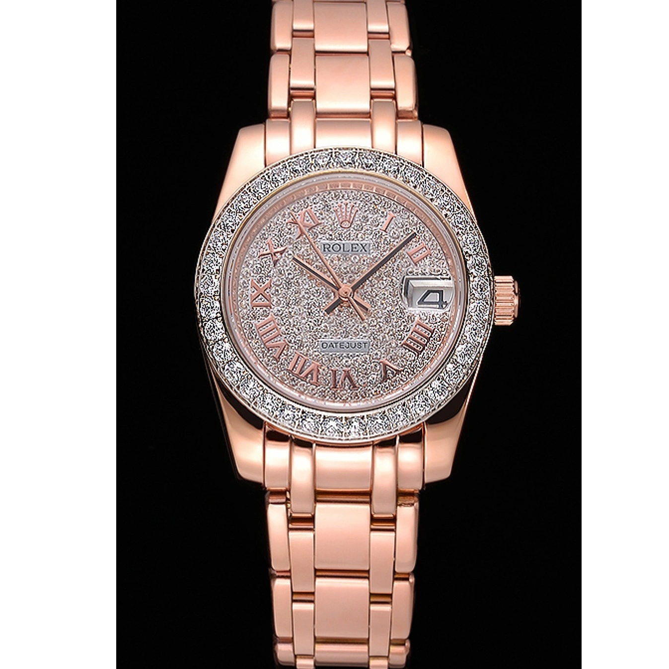 Rolex aaa copy Diamond Gold Dial Case Pink Bracelet Rolex And And Datejust Bezel 622836 1014